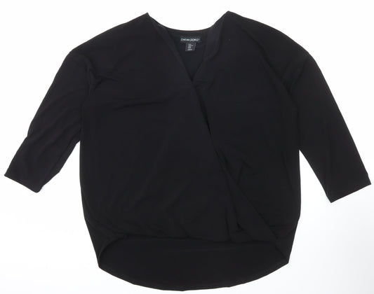 Womens UK Size XL Cynthia Rowley Black Wrap Blouse
