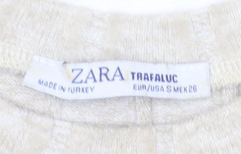 Womens UK Size S Zara Beige Basic T-Shirt