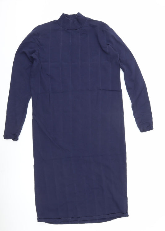 ASOS Women’s Blue Size 6 Bodycon Knit High Neck Long Sleeve Knee Length Dress