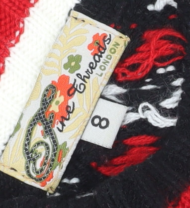 Fine Threads London Women's Black Heart Knit V-Neck Tunic Jumper Size 8