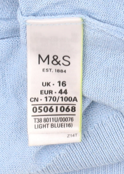 Womens UK Size 16 Marks and Spencer Blue Pullover Jumper