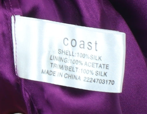 Coast Women’s Purple Silk Strapless Knee Length Dress Size 8