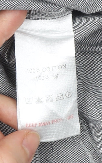 Reiss Men's Grey Check Cotton Long Sleeve Dress Shirt Size S