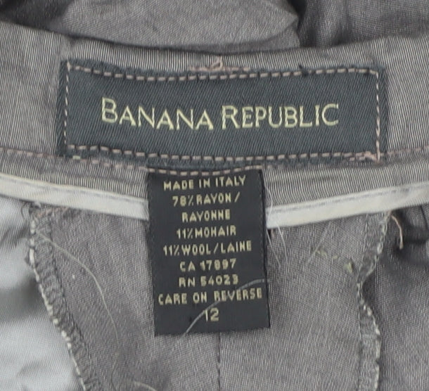 Banana Republic Womens Grey Size 12 Straight Leg Wool Mohair Trousers