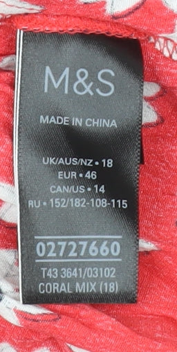 Womens UK Size 18 Marks and Spencer Red Tunic Blouse
