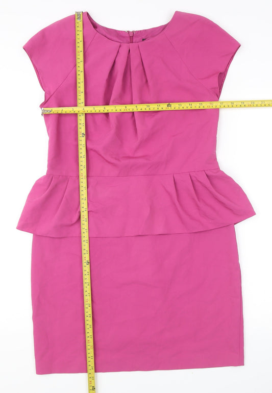 Miss Selfridge Women’s Pink Peplum Dress Size 16 Knee Length