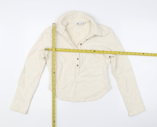 Womens UK Size 12 Zara Ivory Henley Jumper