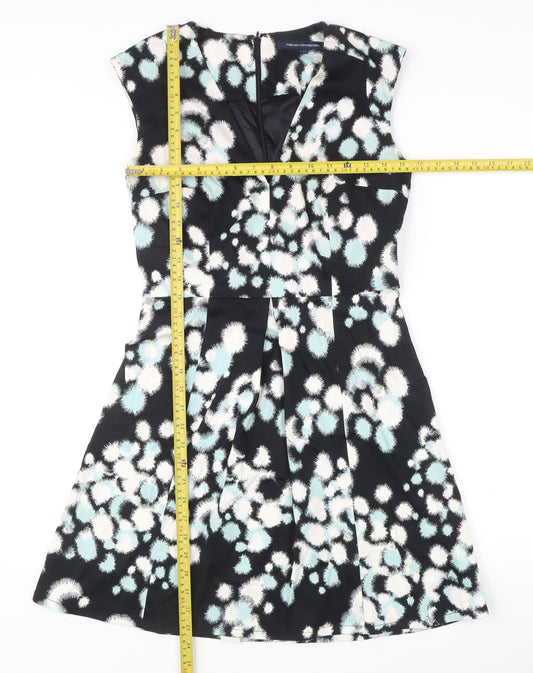 French Connection Women’s Black Animal Print Fit & Flare Dress UK 12