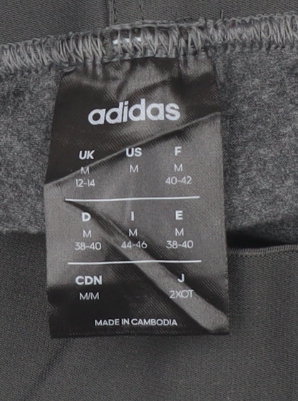 Adidas Women’s Grey Leggings UK 12-14 Slim Fit Side Stripe Activewear