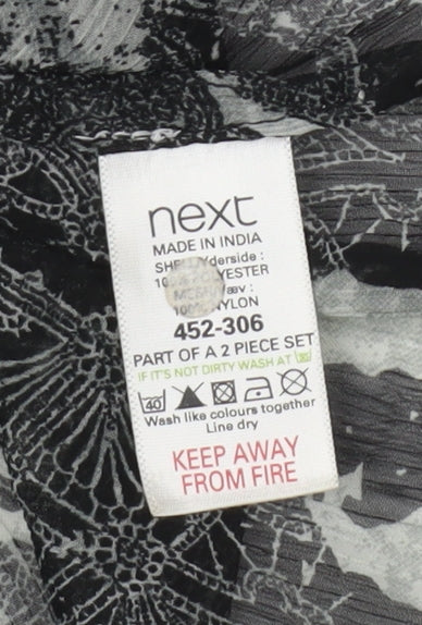 Next Women’s Black Floral Hi-Low Fit & Flare Dress UK 10 Puff Sleeve