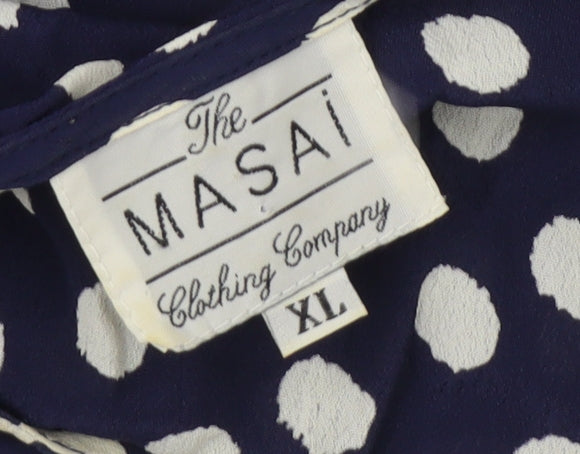 Masai Women's Blue Polka Dot Viscose Shift Dress XL Spring Summer