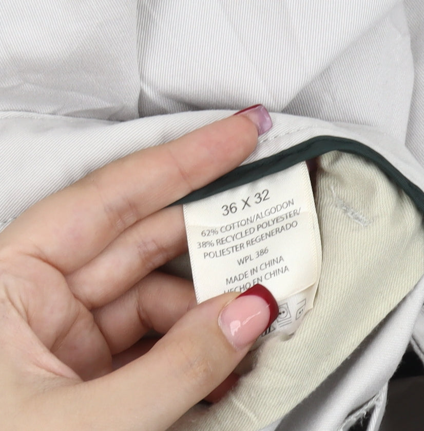 Haggar Men's Beige Chino Trousers 36x32 Straight Leg Cotton Blend