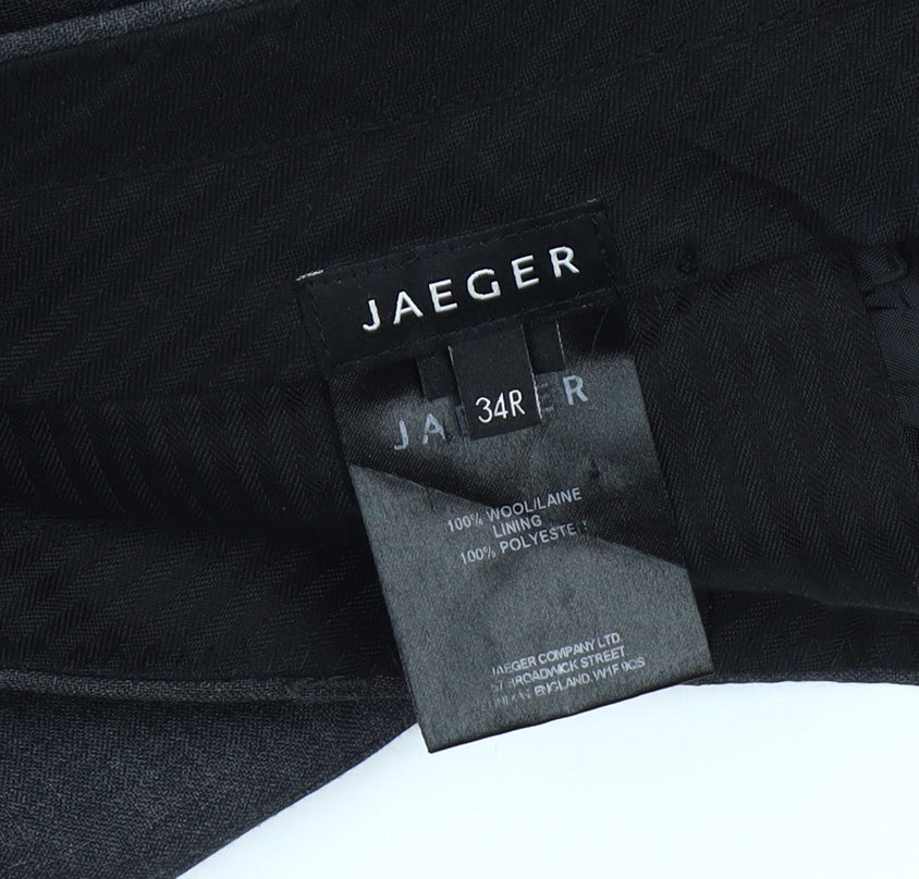 Jaeger Men's Black Wool Dress Trousers Size M 34in Waist Regular Fit