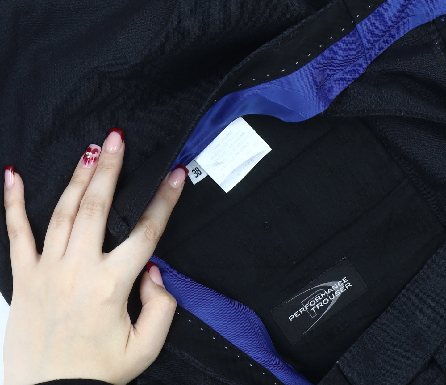 Performance Trousers Men’s Black Regular Fit Dress Trousers 38W Straight Leg Business Formal