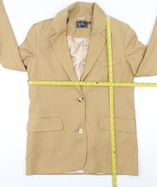 Boohoo Women’s Beige Blazer UK 8 Regular Fit Single Breasted Notch Lapel