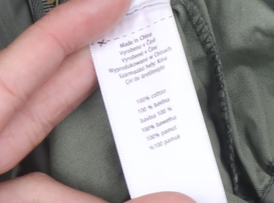 F&F Women’s Green Cotton Parka Jacket Size 14 Hooded Mid-Length