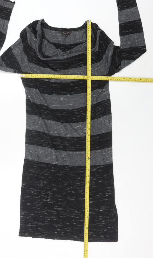 Phase Eight Women’s Grey Striped Cowl Neck Jumper Dress Size 12