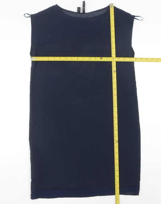 Mango Women’s Navy Blue Sheath Dress Size 8 Sleeveless Workwear