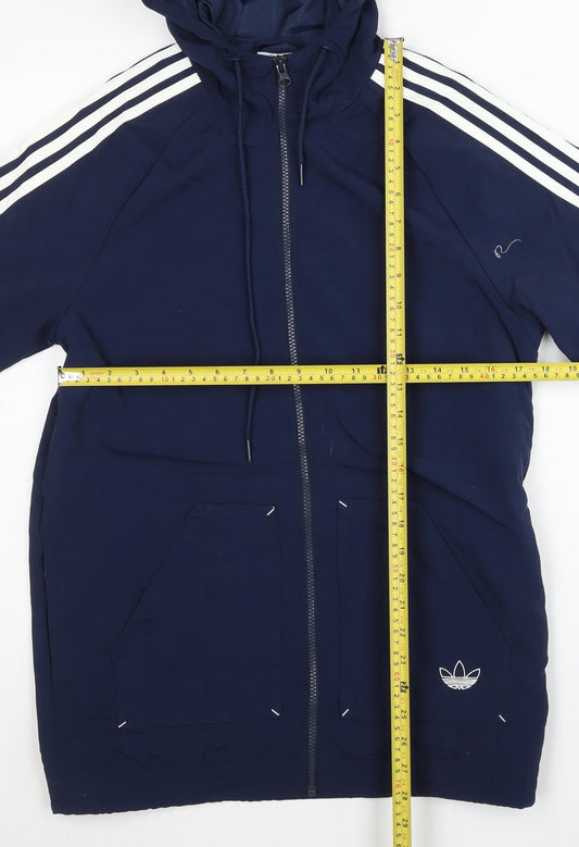 adidas Men’s Blue XS Windbreaker Jacket Full Zip Hooded Nylon