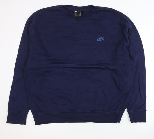 Additional front view of Nike unisex blue 2xl pullover sweatshirt crew neck logo sports