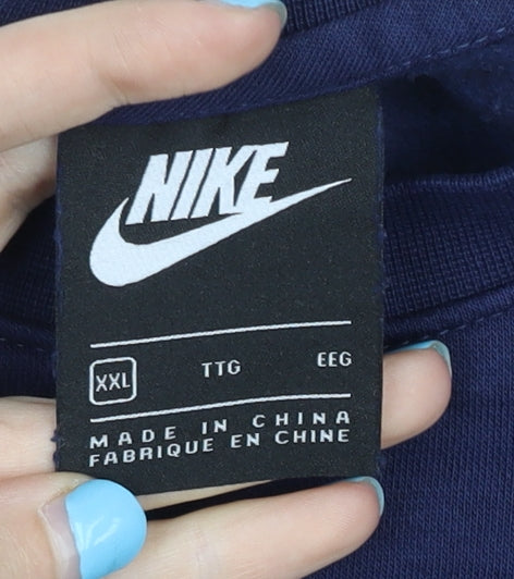 Nike Unisex Blue 2XL Pullover Sweatshirt Crew Neck Logo Sports