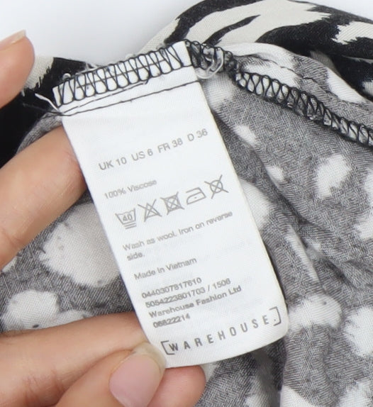 Womens UK Size 10 Warehouse Black Basic Button-Up