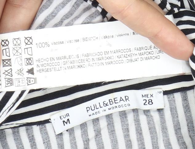 Womens UK Size M Pull&Bear Black Basic Button-Up