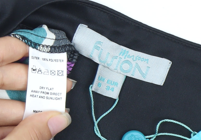 Monsoon Women’s Multicoloured Geometric Midi Pleated Skirt Size 6