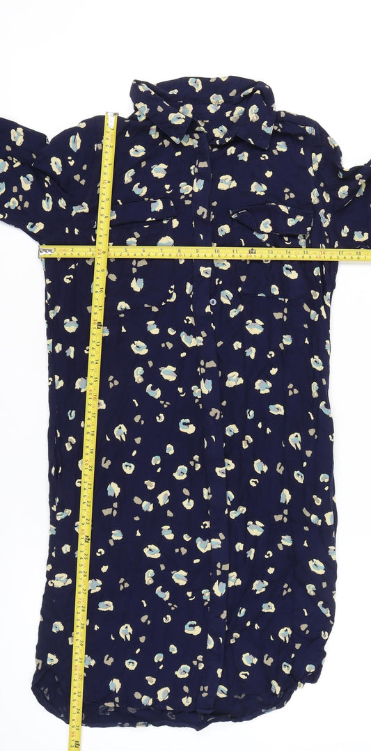 Next Women’s Blue Animal Print Shirt Dress Size 8 Viscose Casual