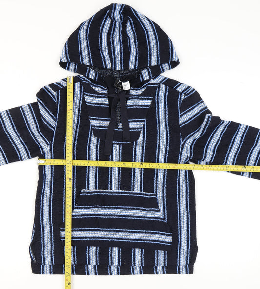 H&M Divided Women’s Blue Striped Pullover Hoodie Size 6