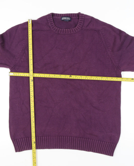 Lands' End Men's Purple Cotton Crew Neck Jumper L Regular
