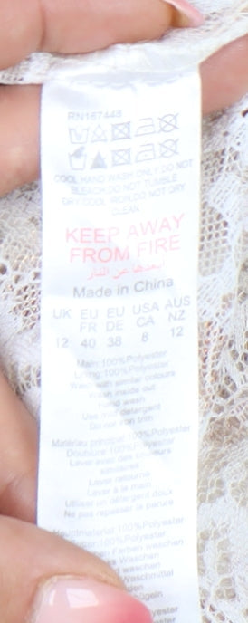 PrettyLittleThing Women’s Ivory Floral Mermaid Hi-Low Dress UK 12