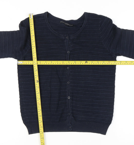 Betty Jackson Black Women's Blue Size 10 Scoop Neck Cardigan