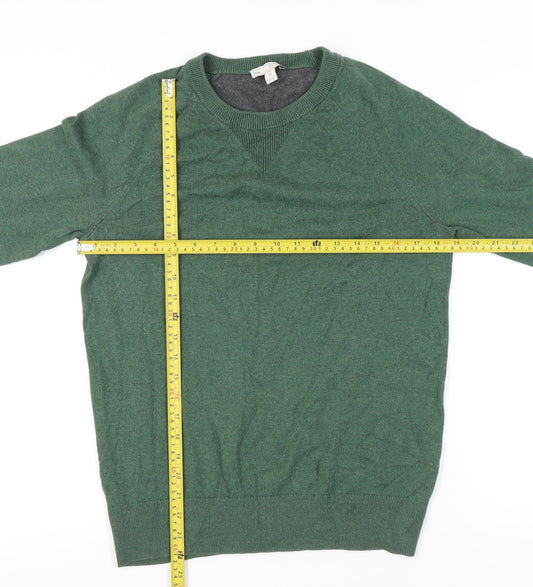 Gap Men's Green Cotton Cashmere Crew Neck Pullover Jumper S