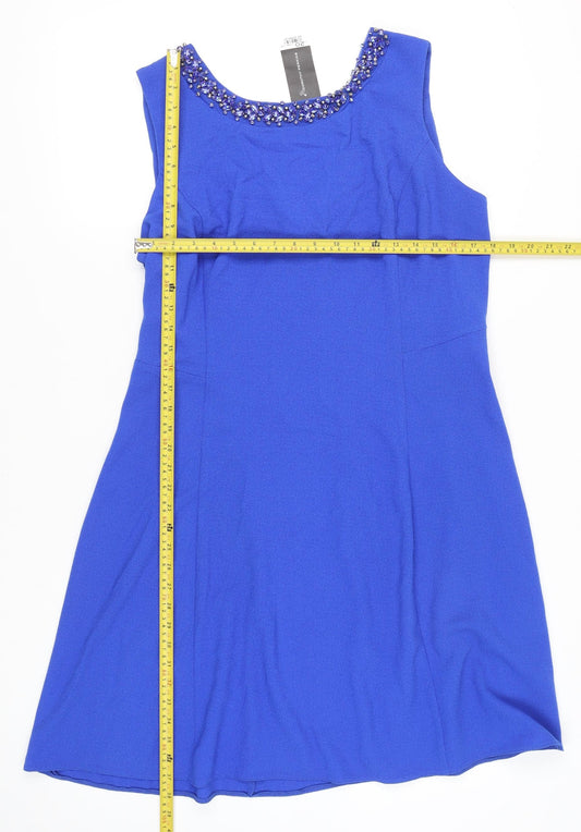 Dorothy Perkins Women’s Blue Knee Length A-Line Dress Size 20 Beaded