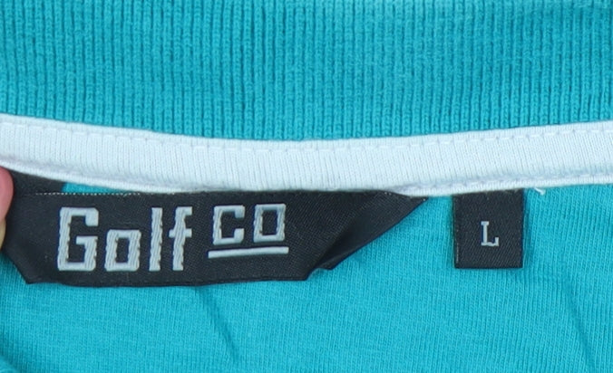 Golf Co Men's Blue Striped Short Sleeve Collared Polo Shirt L Regular Fit