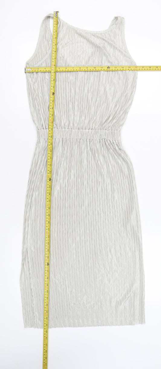 Next Petite Women’s Silver One Shoulder Sheath Dress Size 8 Knee Length