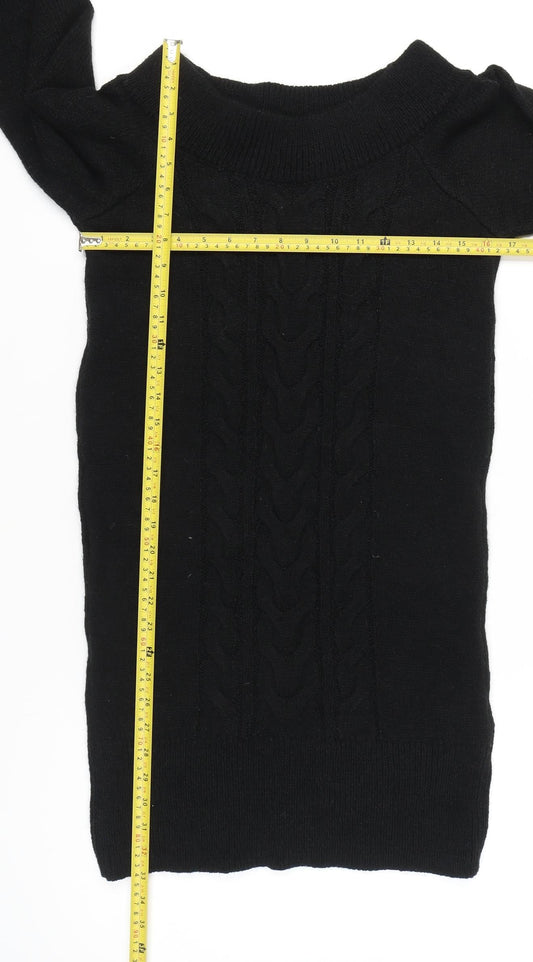 River Island Women's Black Knit Jumper Dress Size S Boat Neck