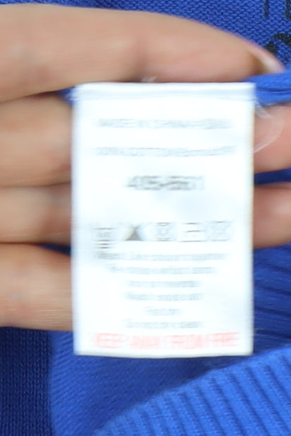 Next Men's Blue Geometric Knit Cotton Polo Shirt Size S