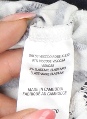 Dorothy Perkins Women’s Black Chevron Shift Dress Size 16 Long Summer