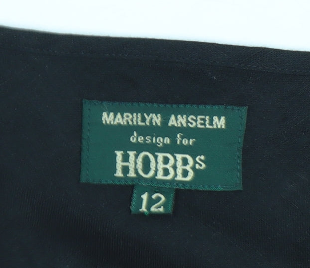 Hobbs Women’s Black Silk A-Line Knee Length Floral Skirt Size 12