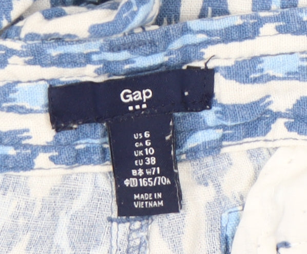 Gap Women’s Blue Geometric Chino Shorts Size 10 Cotton Summer