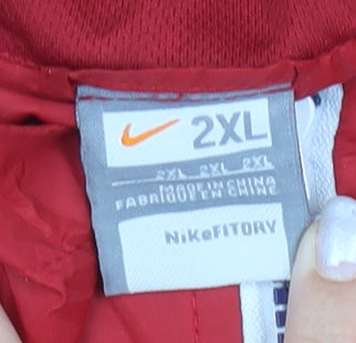 Nike Men's Red 2XL Windbreaker Jacket Hooded Full Zip Lightweight Sports