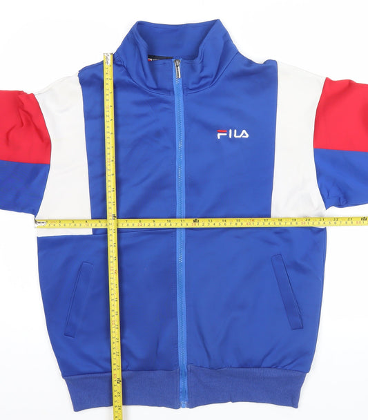 FILA Men's Blue Track Jacket M Colourblock Full Zip Sportswear
