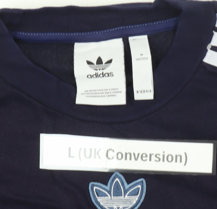 Adidas Men's Blue L Pullover Sweatshirt Crew Neck Logo Sports Jersey