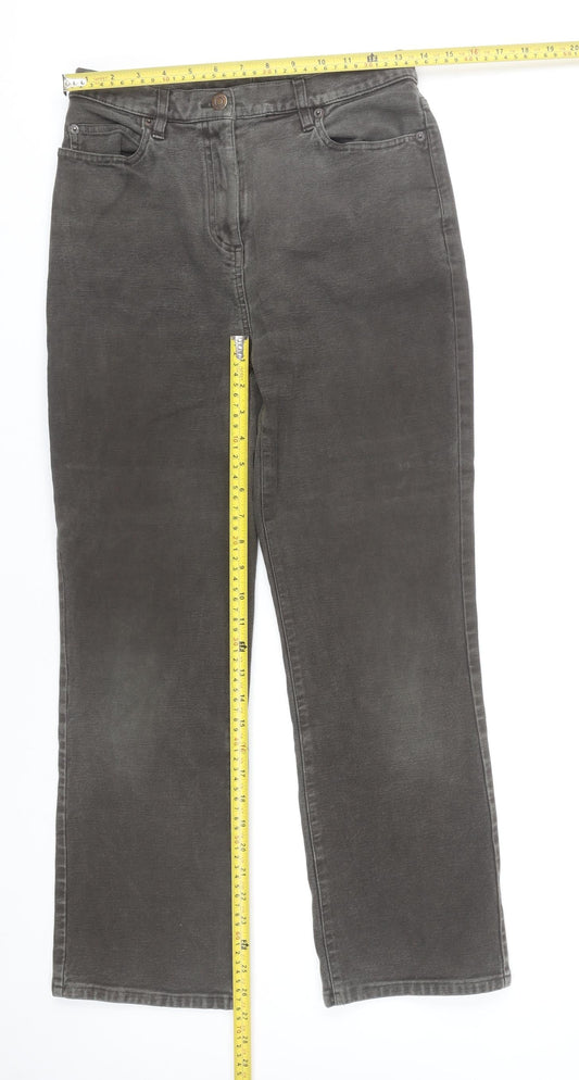 Boden Women’s Grey Straight Leg Jeans Size 12 Tall Stretch Denim
