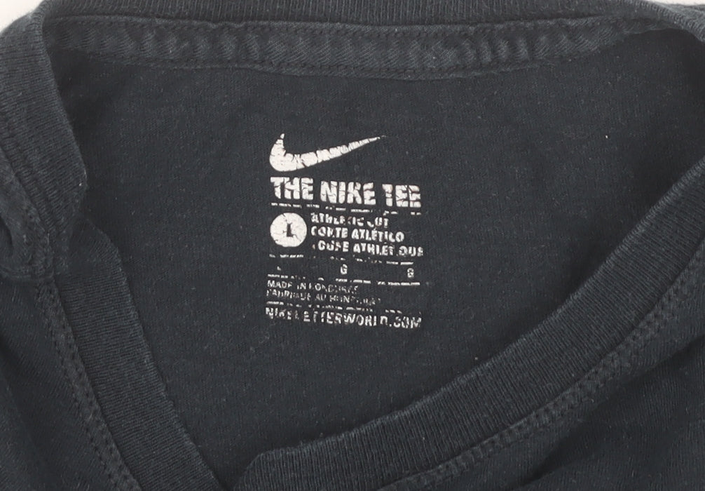 Nike Girls Black Graphic Logo T-Shirt Size 8 Years Short Sleeve Sports