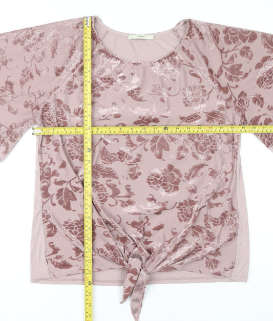 George Women’s Pink Floral Velvet Tie Front Blouse Size 14