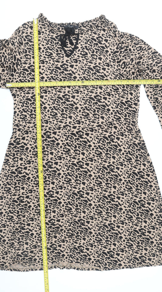 Next Women’s Beige Leopard Print Shift Dress Size 20 Knee Length