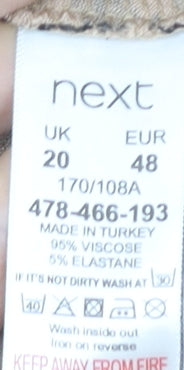 Next Women’s Beige Leopard Print Shift Dress Size 20 Knee Length